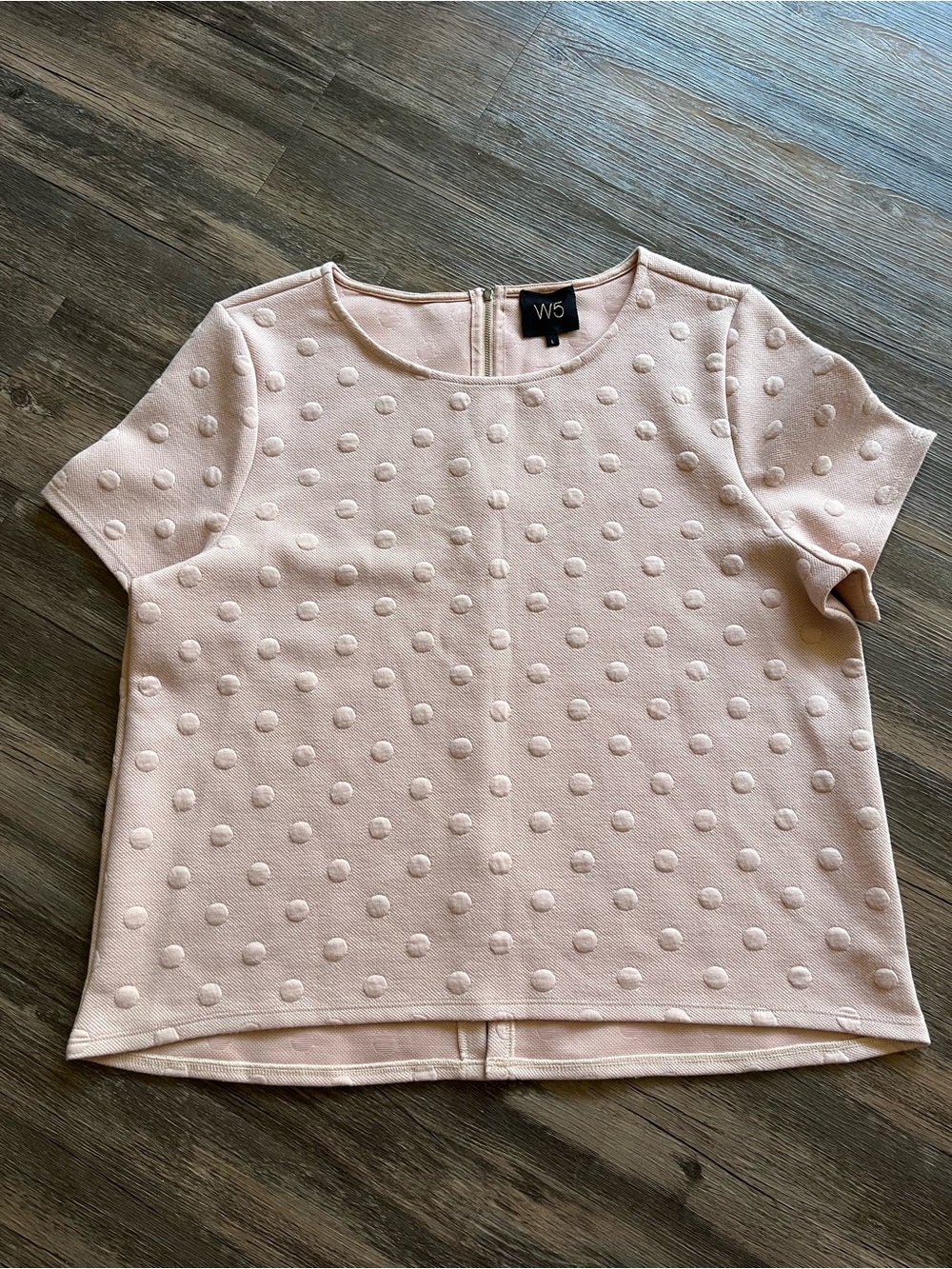 W5 Blush Pink Textured Dot Short Sleeve Top